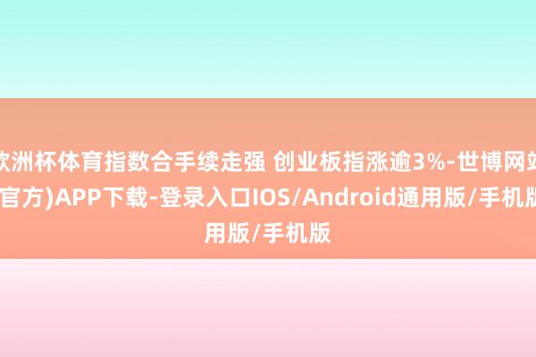 欧洲杯体育指数合手续走强 创业板指涨逾3%-世博网站(官方)APP下载-登录入口IOS/Android通用版/手机版